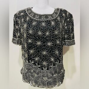 Adrianna Papell boutique Formal silk sequins Night  festive women’s XL vintage